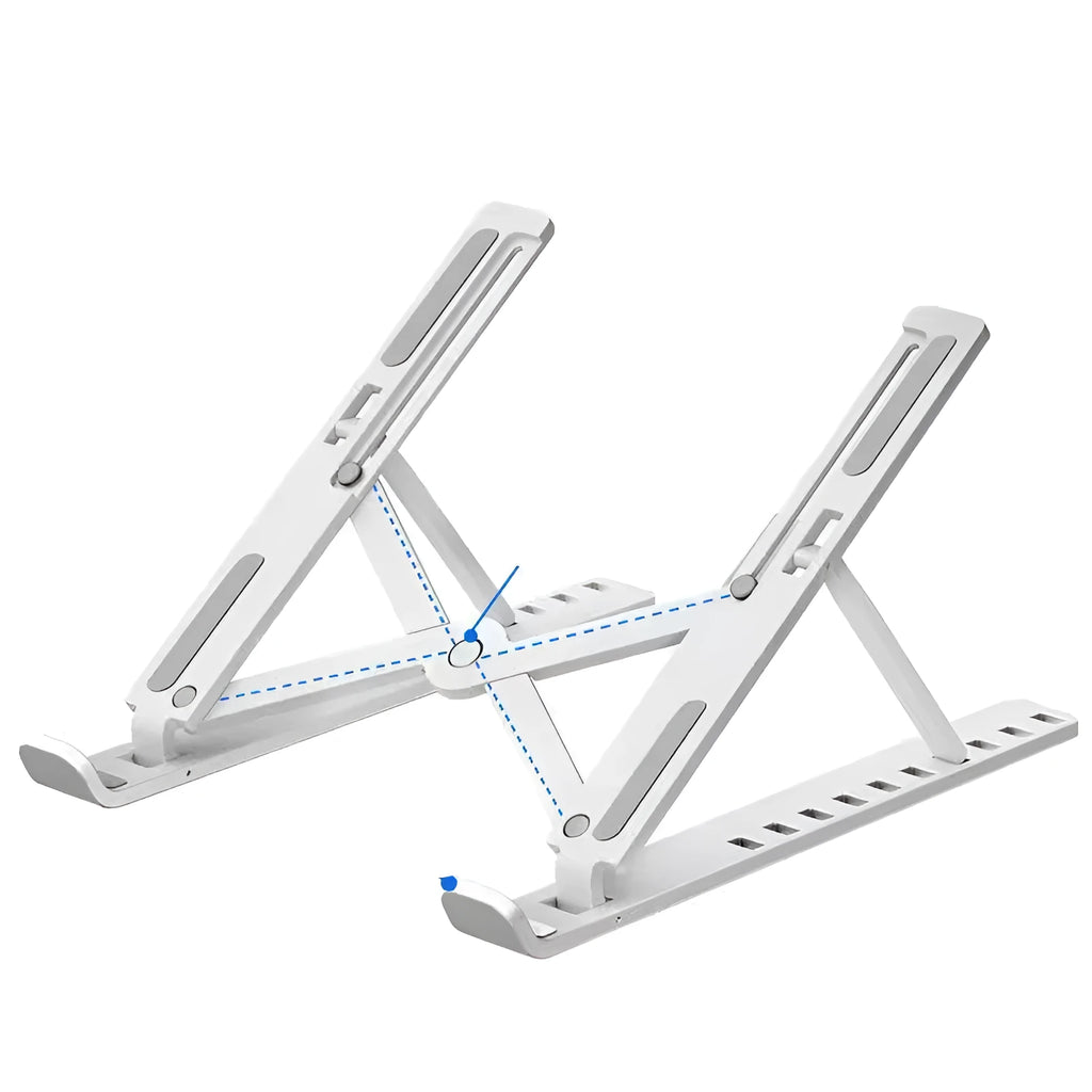 Portable laptop cooling base with adjustable 10-position folding bracket in black or white colour