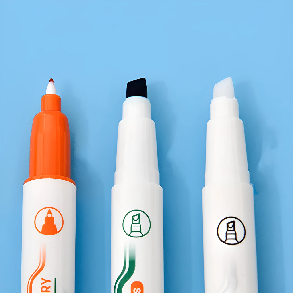 Green erasable highlighter and pen set with eraser in plastic protective case