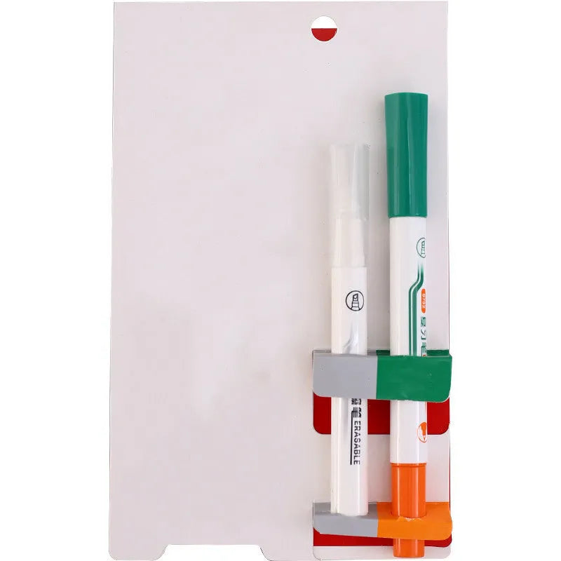 Green erasable highlighter and pen set with eraser in plastic protective case