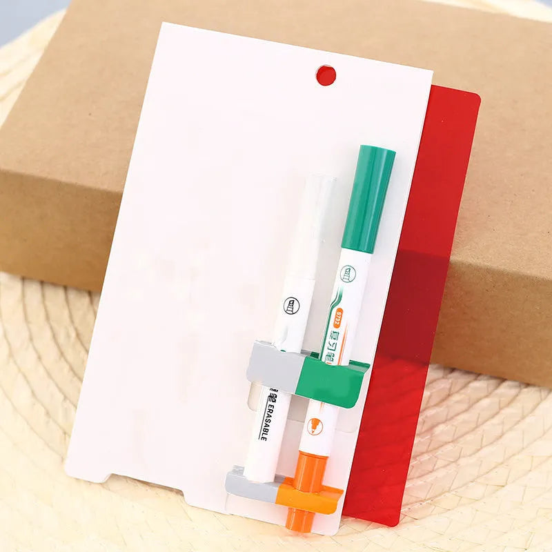 Green erasable highlighter and pen set with eraser in plastic protective case