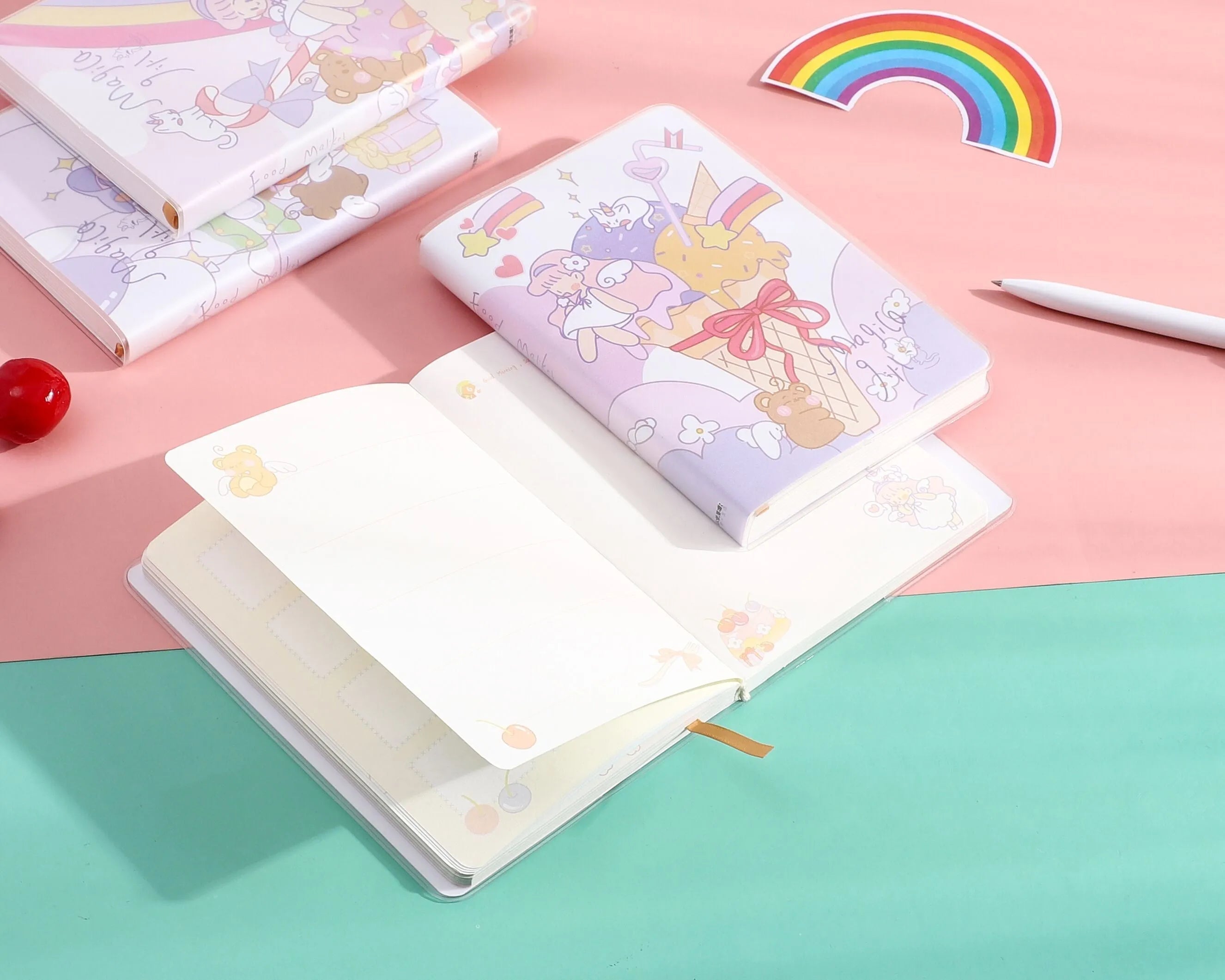 Waterproof plastic sleeve A6 notepad with PU cover and amusement park themed design