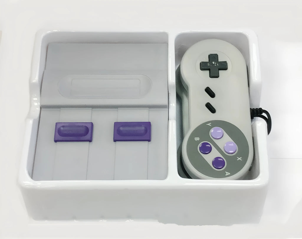 FC Red And White Classic TV Game Console SFC HD 821 in grey with controller and power adapter