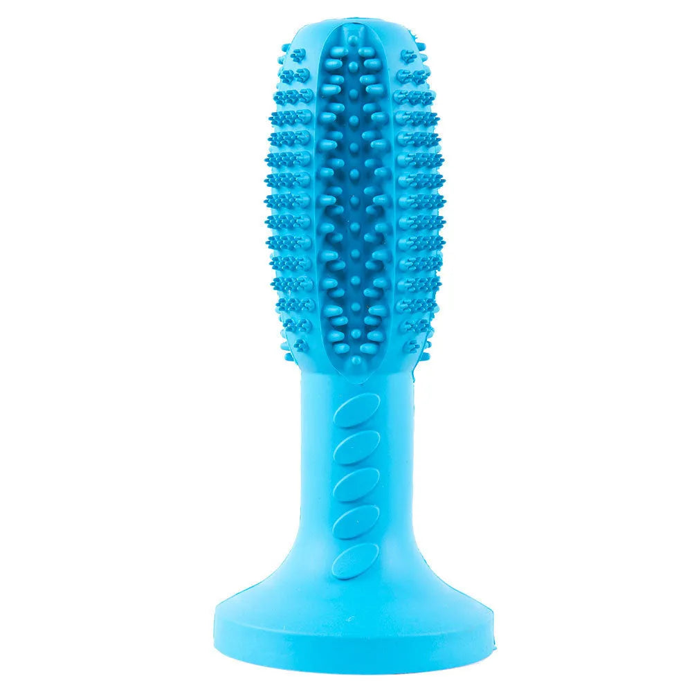 Rubber dog molar chew toy with suction cup, 6.5 x 14.5 cm, blue red green light green