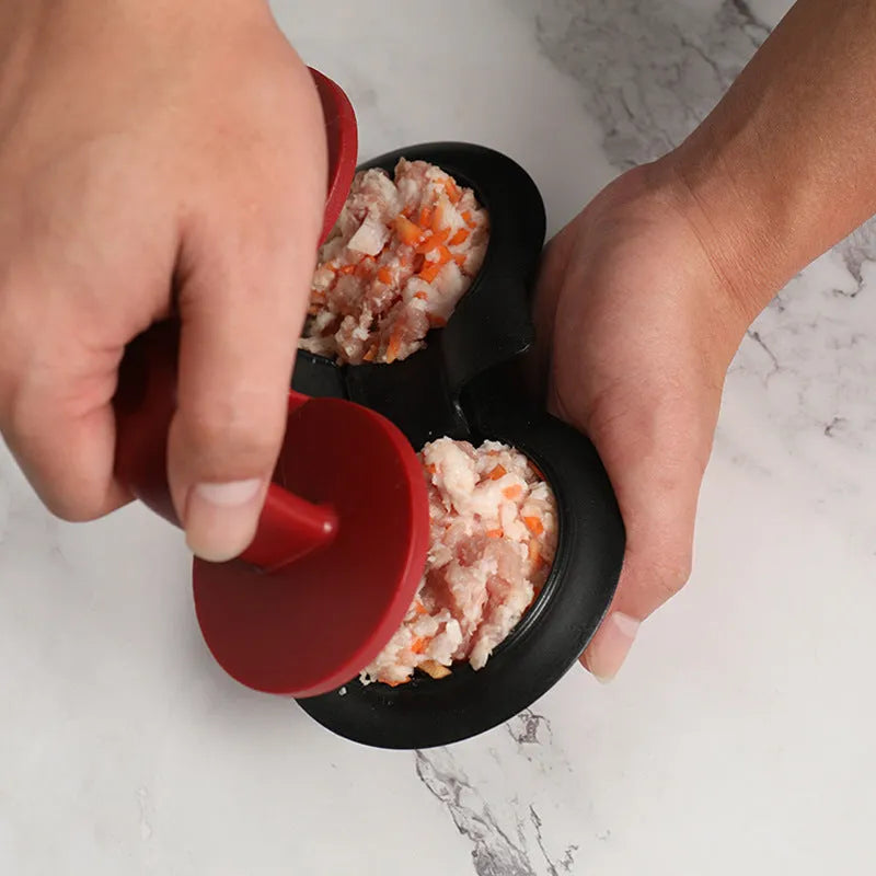 Black and red 20cm burger press mould with food-grade ABS plastic construction