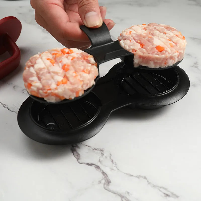 Black and red 20cm burger press mould with food-grade ABS plastic construction