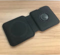 White foldable dual magnetic wireless charging dock showing 15W QI fast charging for two phones.