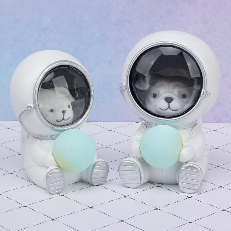 Starry sky animal night light with resin bear design and LED illumination