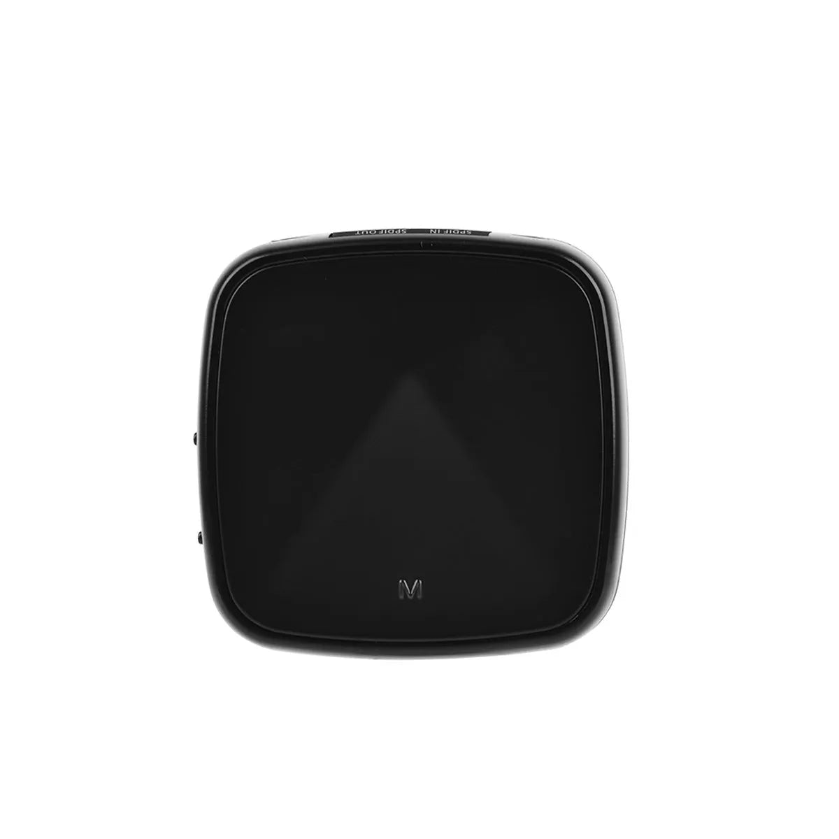 Black Bluetooth 5.0 audio adapter with optical and AUX ports for wireless audio connection