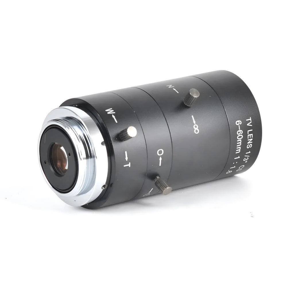 Black manual aperture 6-60mm varifocal camera lens with CS mount