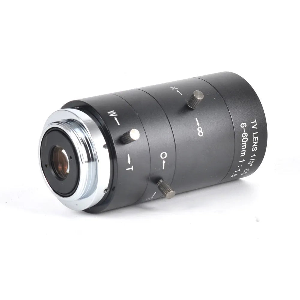 Black manual aperture 6-60mm varifocal camera lens with CS mount