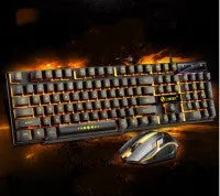Limei GTX300 backlit gaming keyboard and mouse set in black and white on a desk.