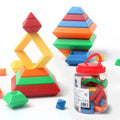 Rainbow coloured tower building blocks for shape recognition educational toy