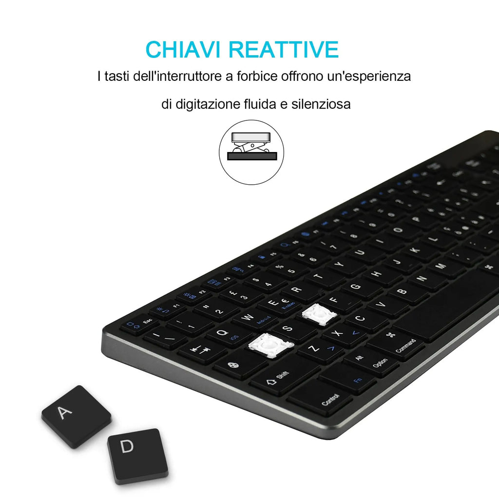 Universal rechargeable Bluetooth keyboard for tablets and mobile phones in white colour