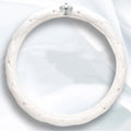 Women's diamond steering wheel cover with 5A Czech imported rhinestones in pink and white on a black car steering wheel