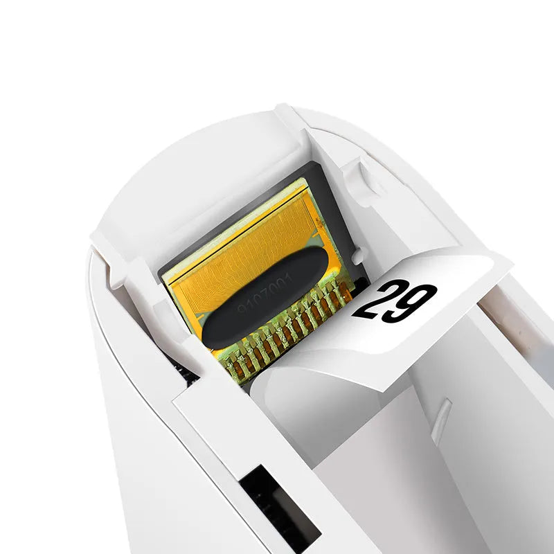 Mini portable Bluetooth label printer with direct thermal printing, 203dpi, 1200mAh battery, 208g weight