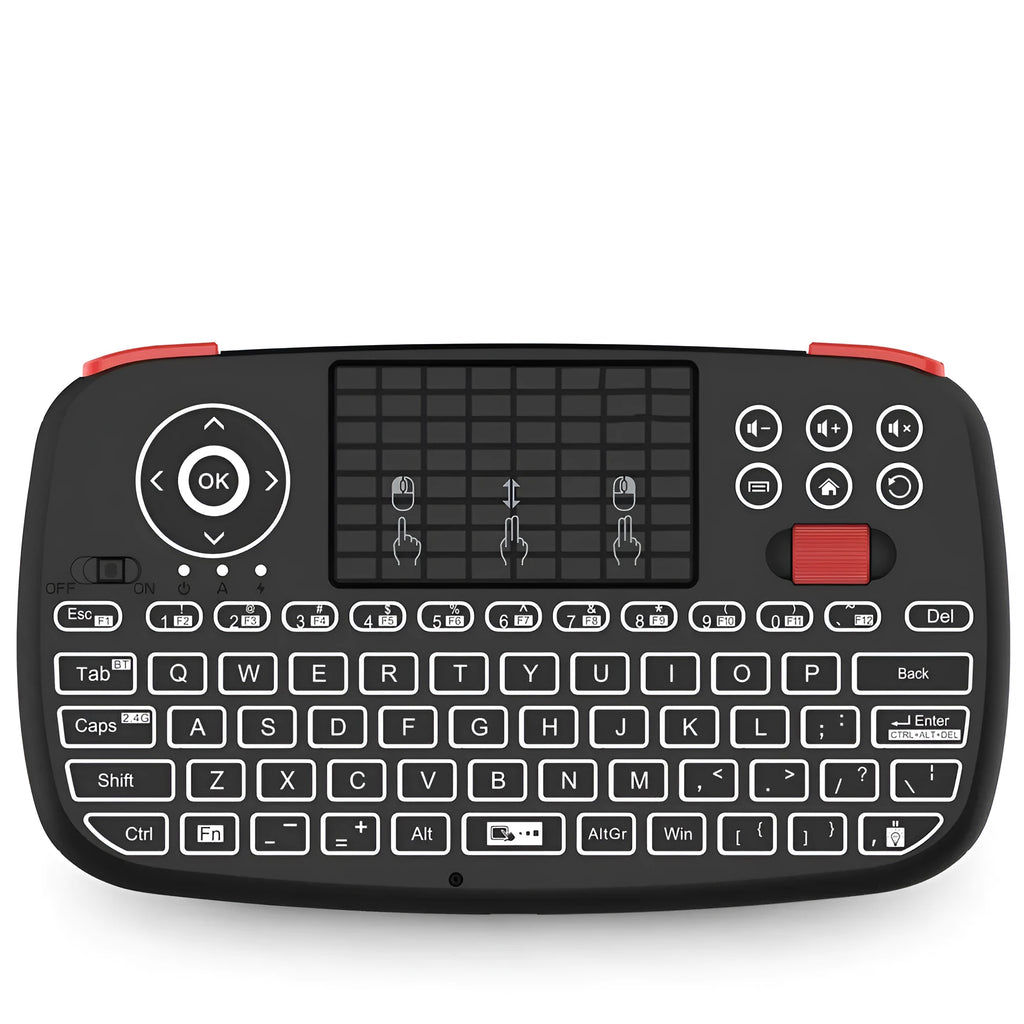 i4 dual mode bluetooth 2.4g wireless mini keyboard in black with multimedia keys