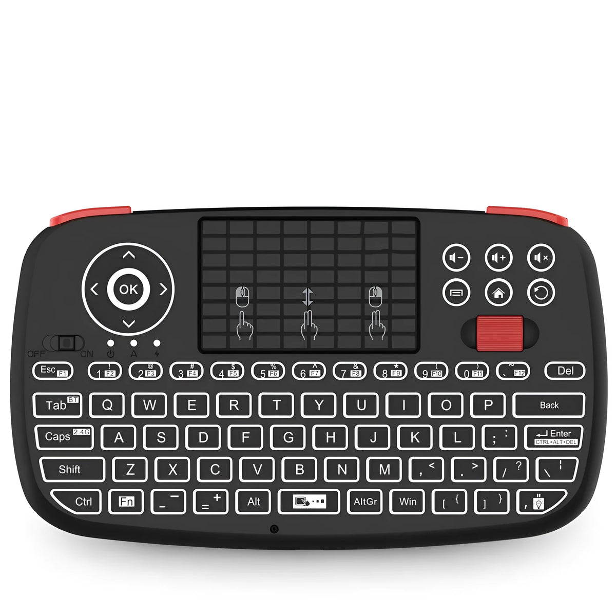 i4 dual mode bluetooth 2.4g wireless mini keyboard in black with multimedia keys