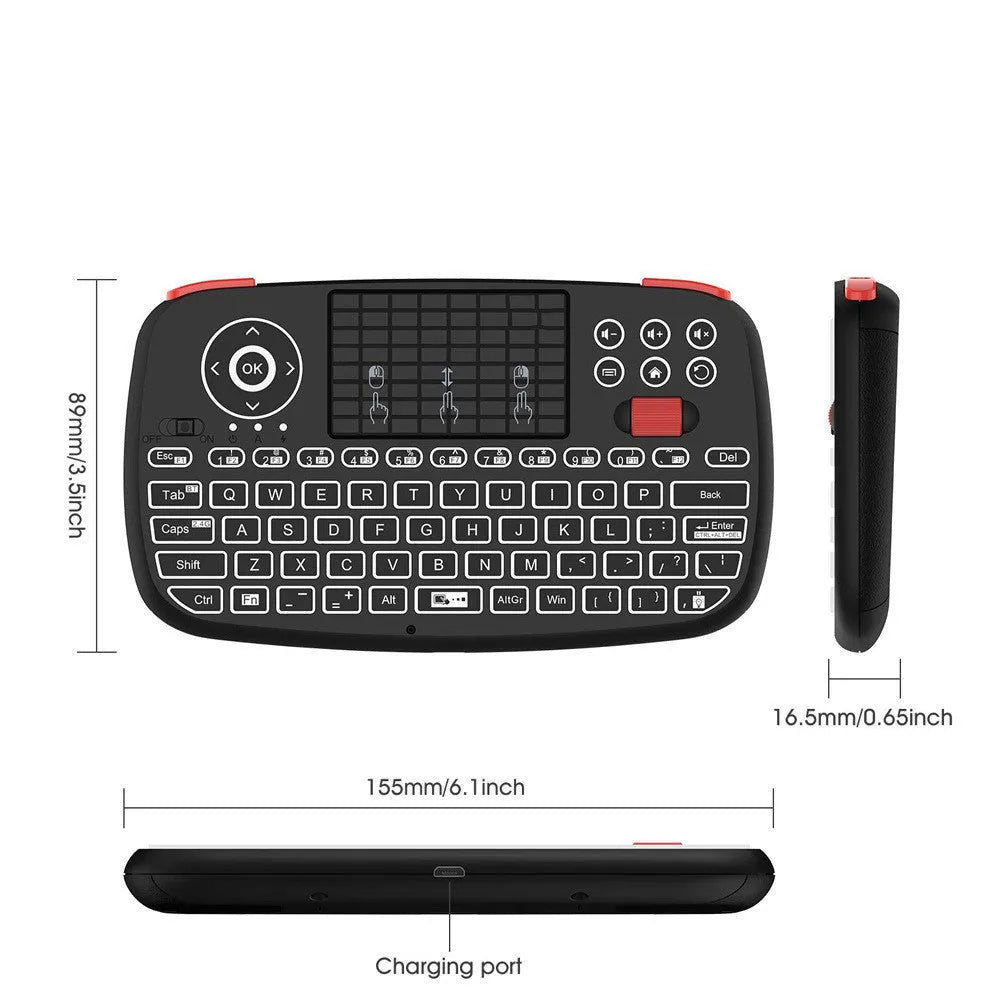 i4 dual mode bluetooth 2.4g wireless mini keyboard in black with multimedia keys
