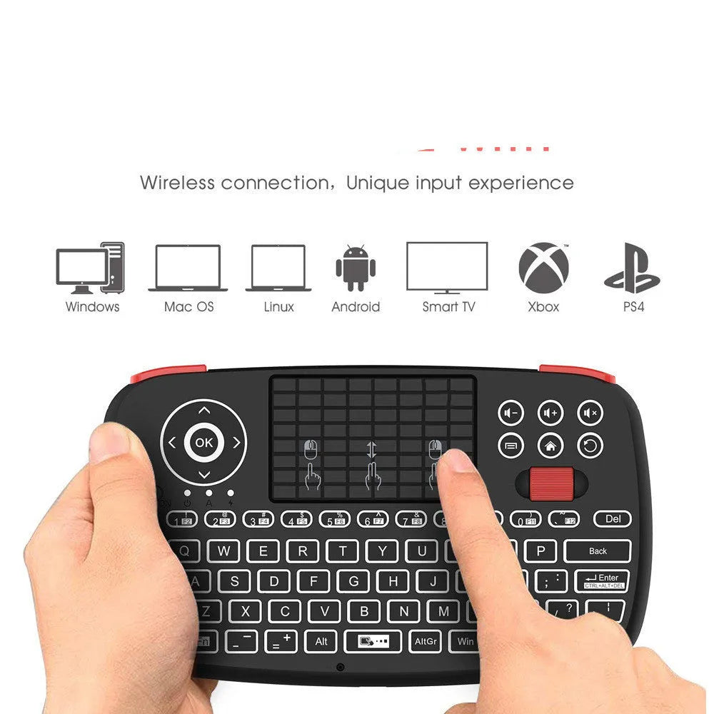 i4 dual mode bluetooth 2.4g wireless mini keyboard in black with multimedia keys