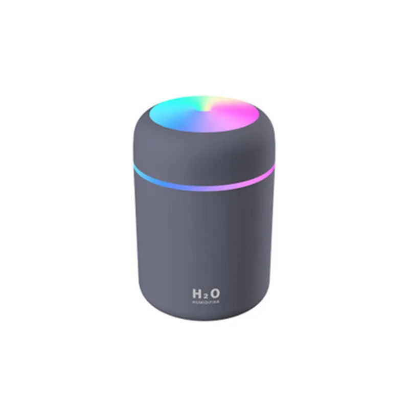 Pink, white or navy blue car humidifier with USB cable and colourful LED lights