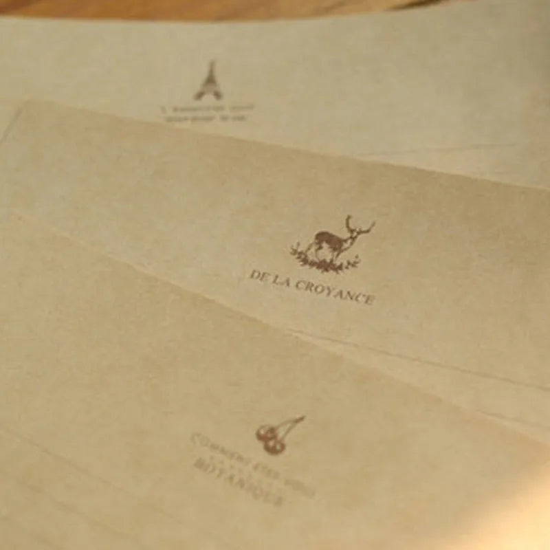 Vintage brown kraft paper stationery set with ten large and two small sheets in Chinese envelope style