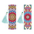 5D diamond painting DIY kit for making a PU leather bookmark with pendant, dimensions 6x21cm.