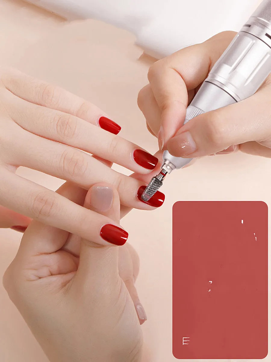 Portable electric nail polisher and remover pen with UK plug, available in grey, light blue, or pink