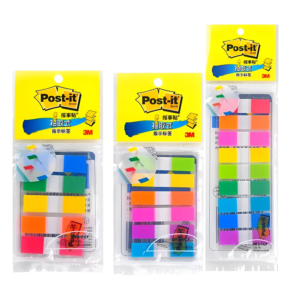 Removable plastic indicator label sheets in three widths with mixed colours