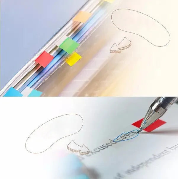 Removable plastic indicator label sheets in three widths with mixed colours