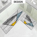 Machine-woven kitchen floor mat with geometric pattern in leather-like finish, available in 40x60cm size