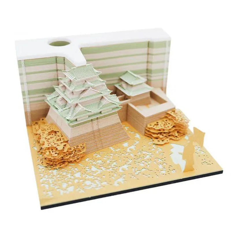 Hayao Miyazaki Spirited Away Tianshou Tower three-dimensional papercraft model kit in gold, pink, or white.