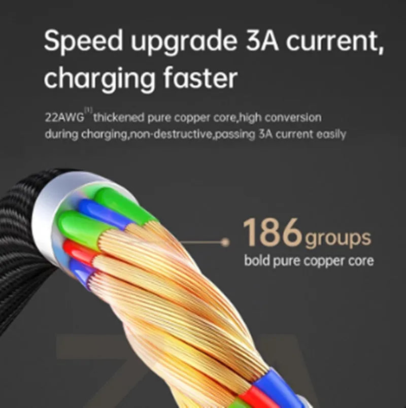 Black MFi-certified Lightning charging cable with dual-colour LED indicator for Apple iPhone