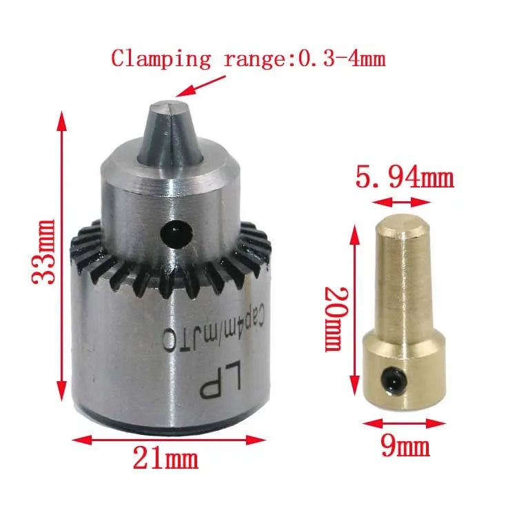 Keyless drill chuck accessory with 3.17mm tail hole, part of a 4-piece hard alloy set for electric drills.