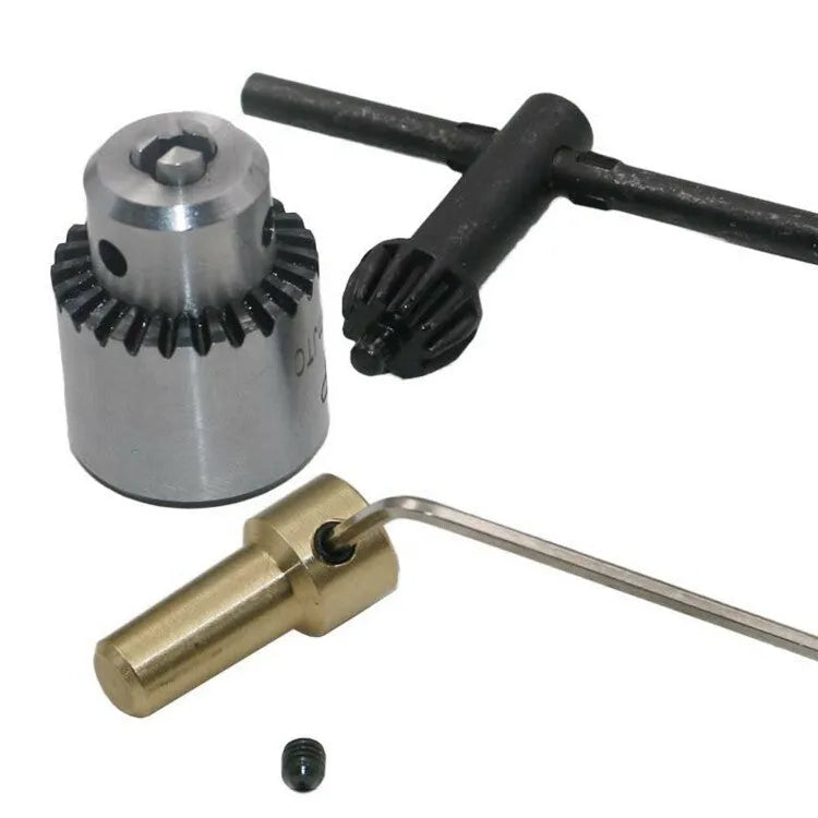 Keyless drill chuck accessory with 3.17mm tail hole, part of a 4-piece hard alloy set for electric drills.
