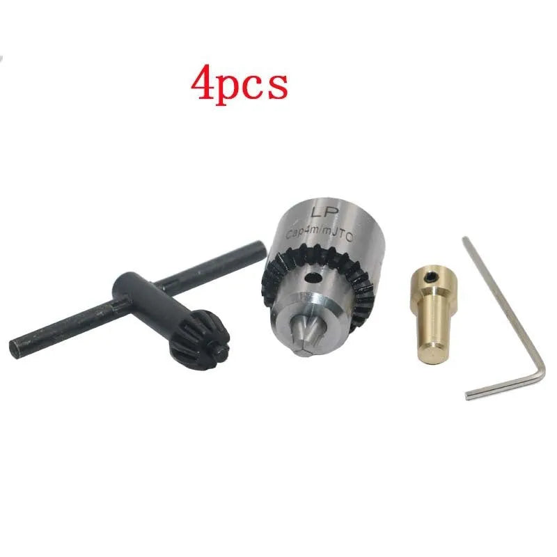 Keyless drill chuck accessory with 3.17mm tail hole, part of a 4-piece hard alloy set for electric drills.