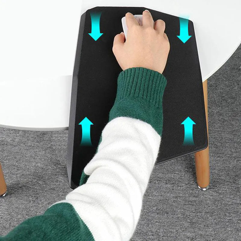 Black three-dimensional geometric mouse pad with honeycomb support structure, 35.8x21x2.8cm, on a desk