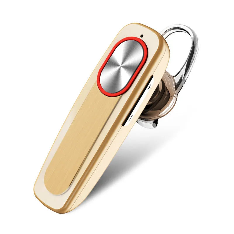 L9 mono Bluetooth headset with power display, ear hook, and silicone ear cap, black colour