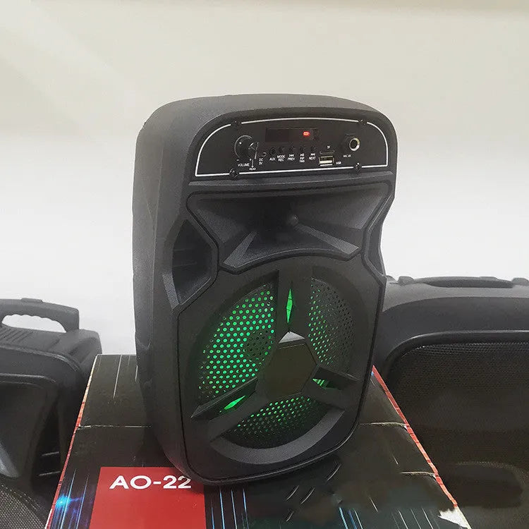 Black portable Bluetooth speaker with 6.5-inch configuration for outdoor square dancing