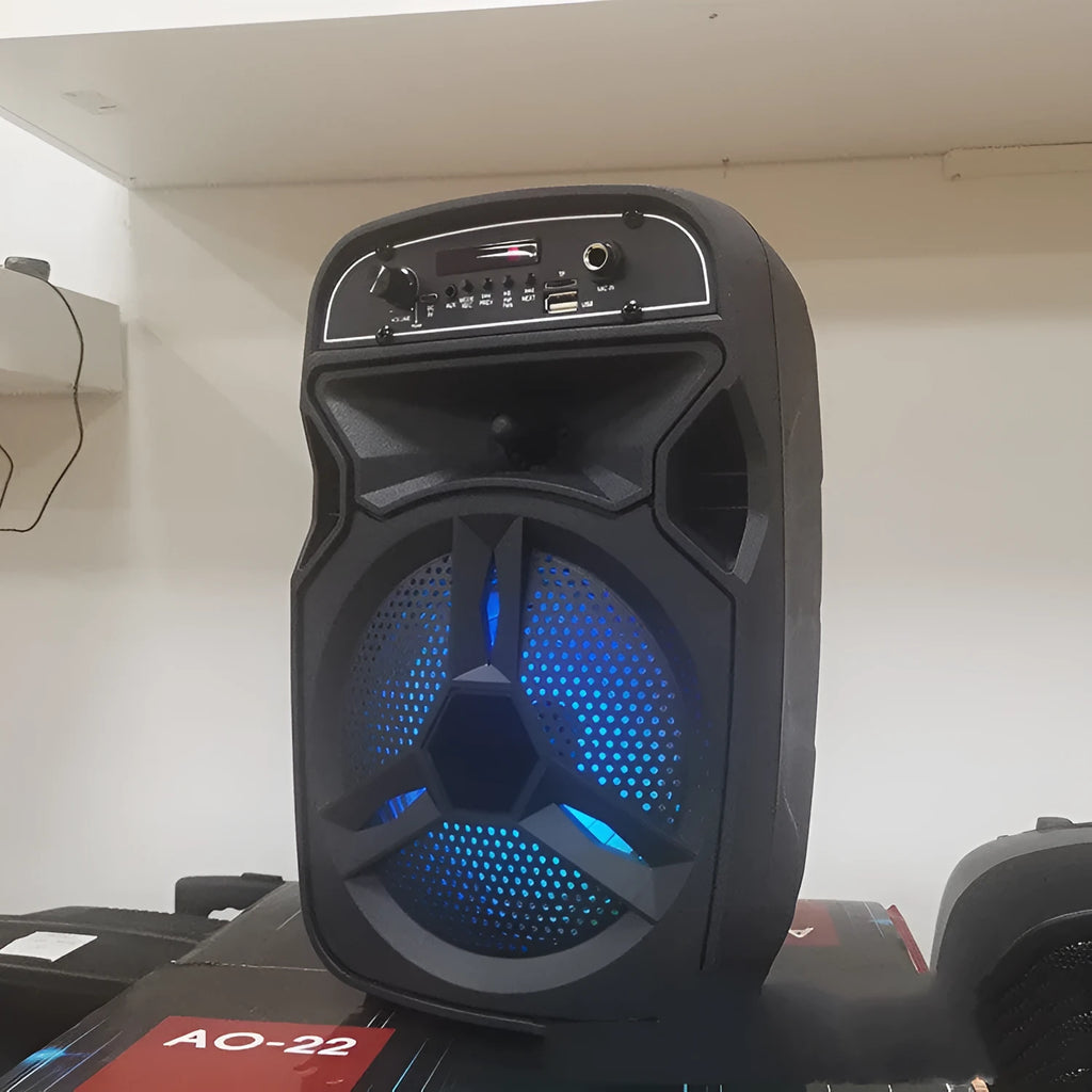 Black portable Bluetooth speaker with 6.5-inch configuration for outdoor square dancing
