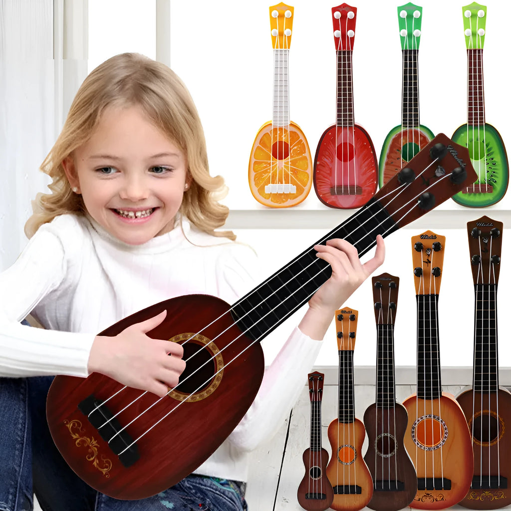 38cm plastic simulation ukulele toy in colour box packaging for children's musical training