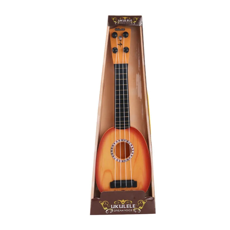 38cm plastic simulation ukulele toy in colour box packaging for children's musical training