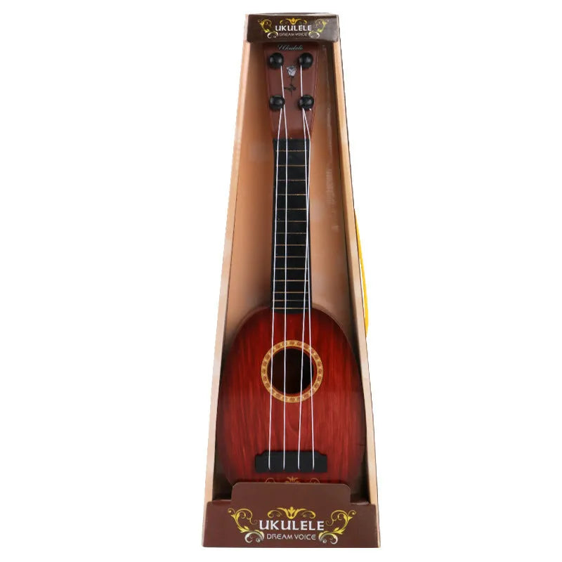 38cm plastic simulation ukulele toy in colour box packaging for children's musical training