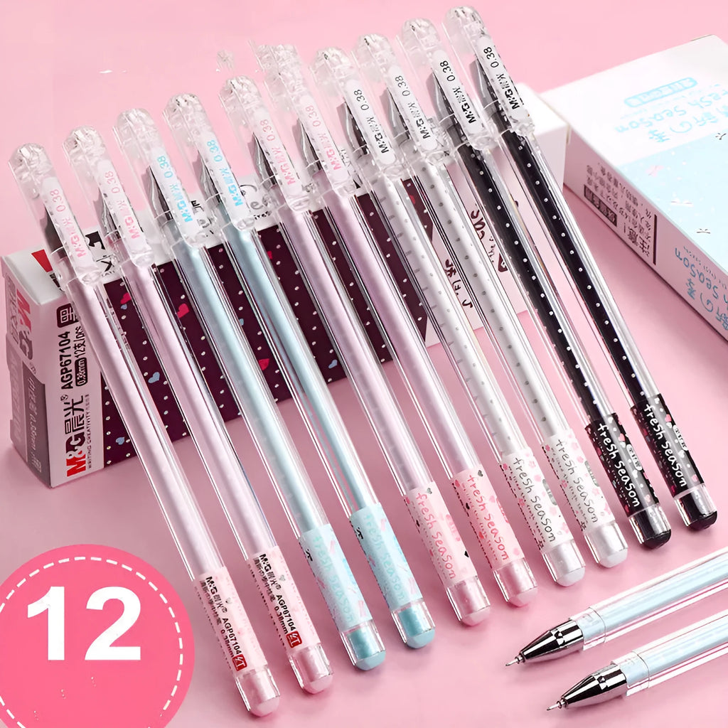 Syringe-style neutral pen with cartoon design in black, blue, or pink colour options
