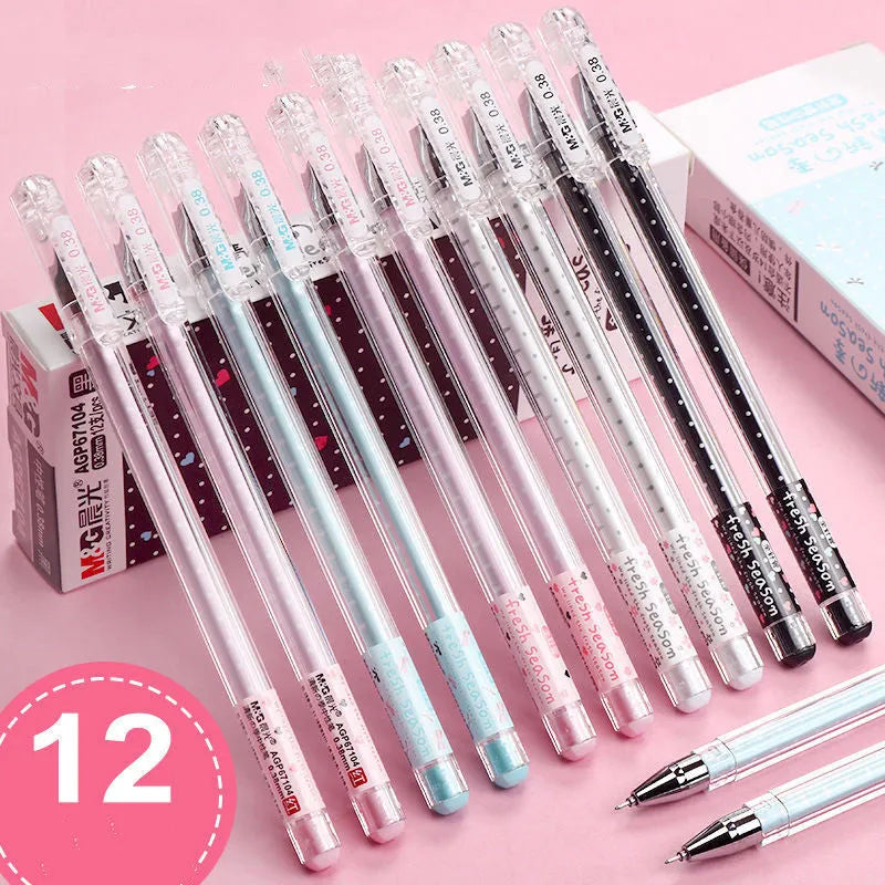 Syringe-style neutral pen with cartoon design in black, blue, or pink colour options