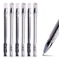 Syringe-style neutral pen with cartoon design in black, blue, or pink colour options
