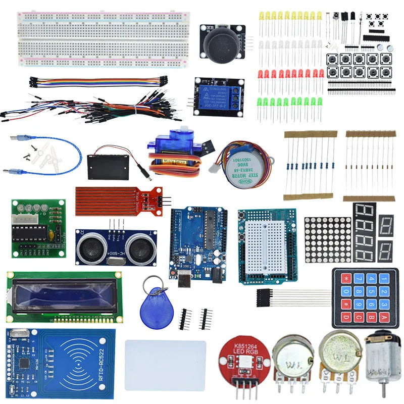 Arduino Uno R3 starter kit with RFID UNO R3 model and white components