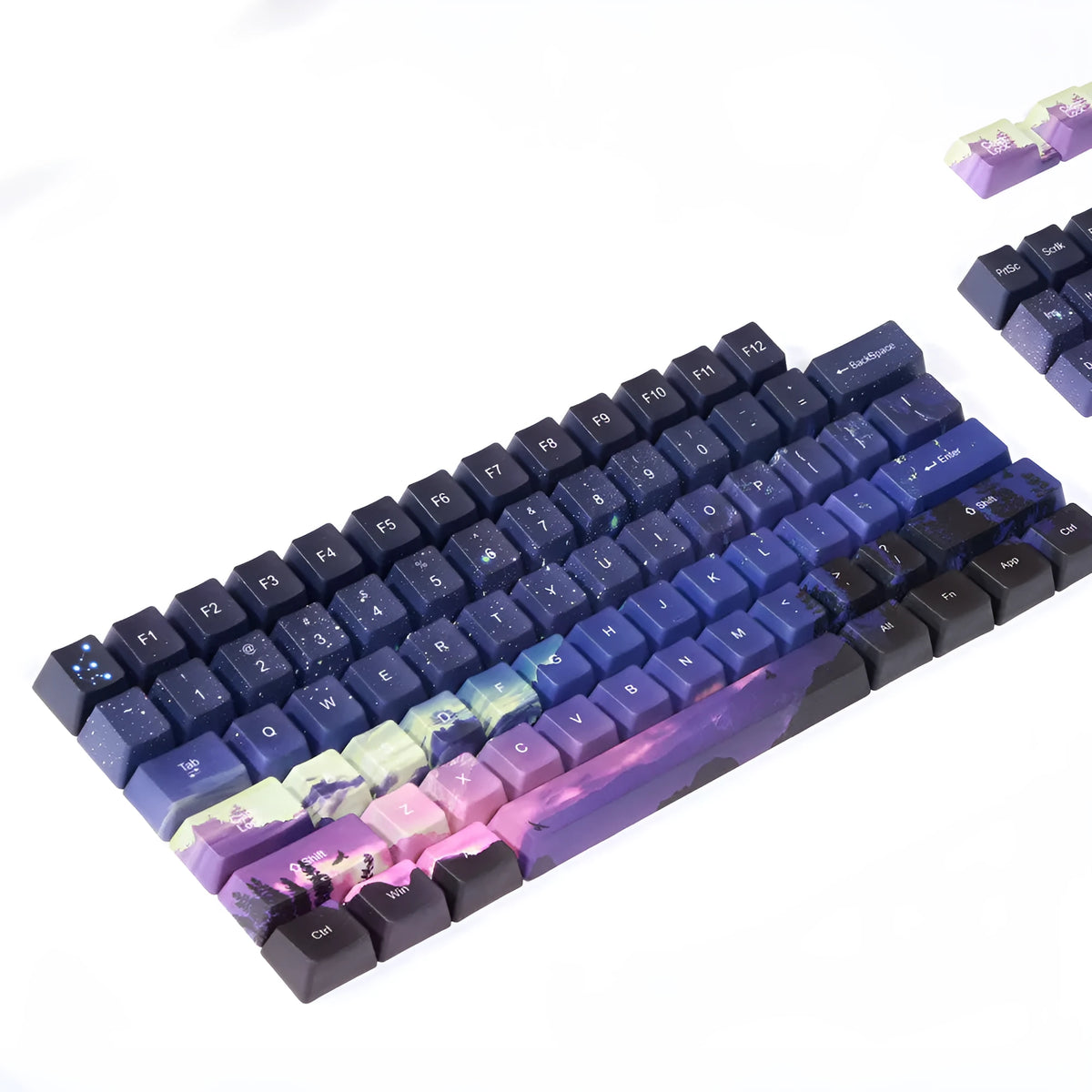 Sunset starry sky PBT five-sided sublimation keycaps OEM profile for mechanical keyboards