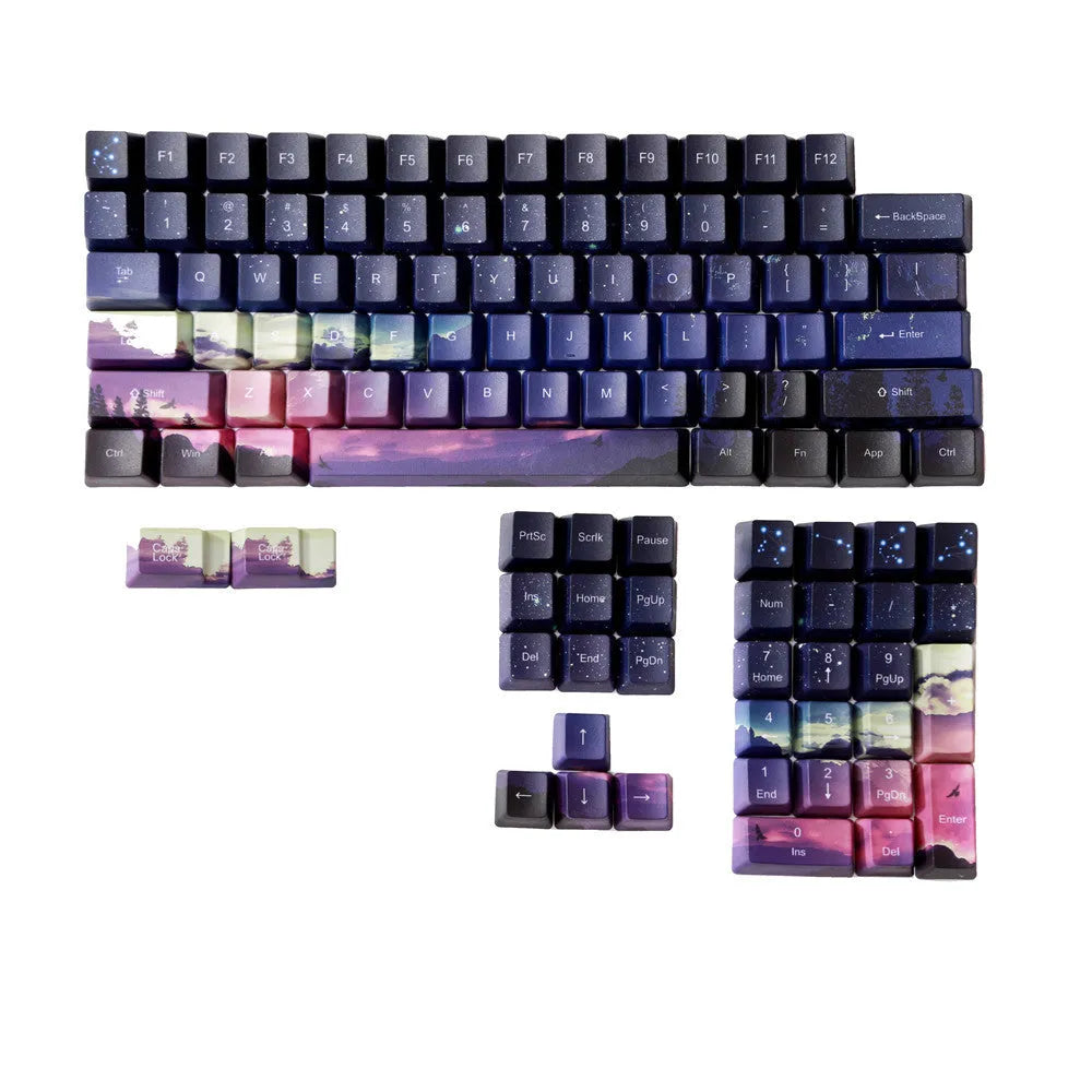 Sunset starry sky PBT five-sided sublimation keycaps OEM profile for mechanical keyboards