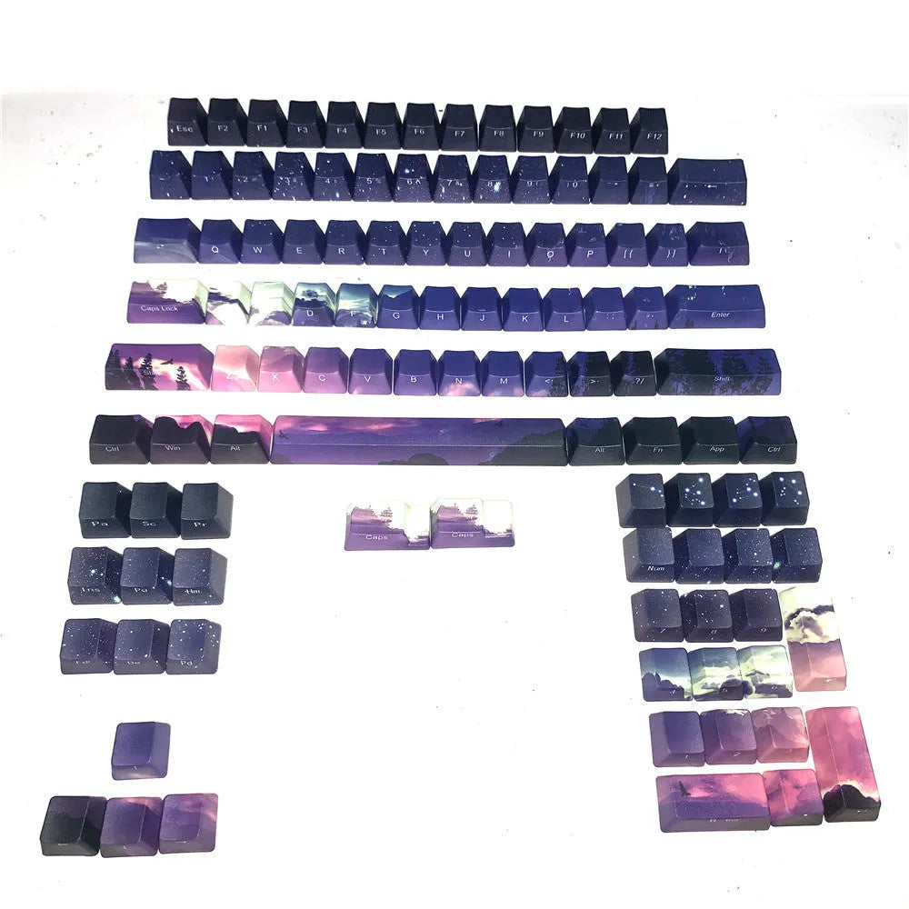 Sunset starry sky PBT five-sided sublimation keycaps OEM profile for mechanical keyboards