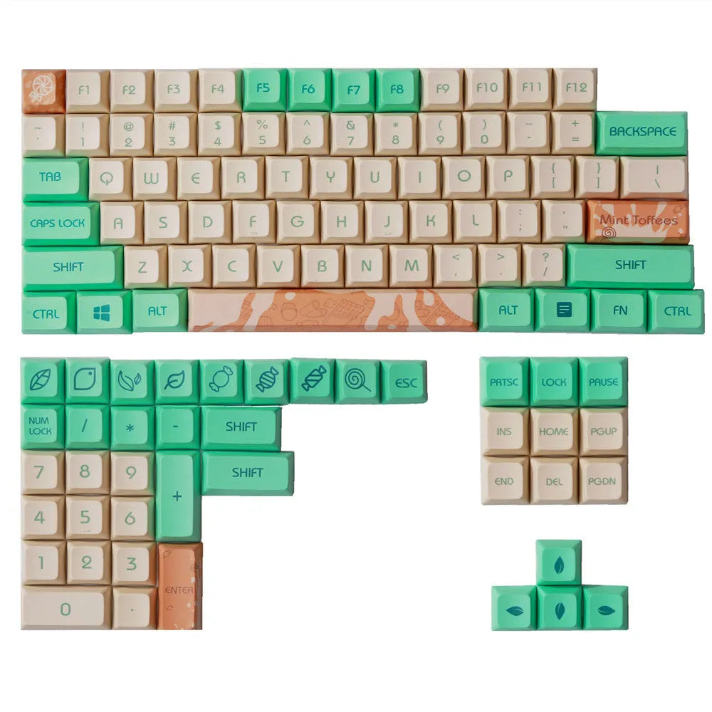 Mint Toffee green DSA profile PBT keycaps for XDA104 mechanical keyboard layout